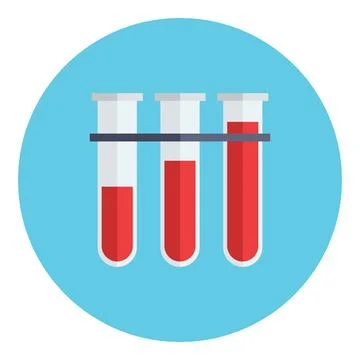 Analysis flasks vector medical icon in circle Stock Illustration