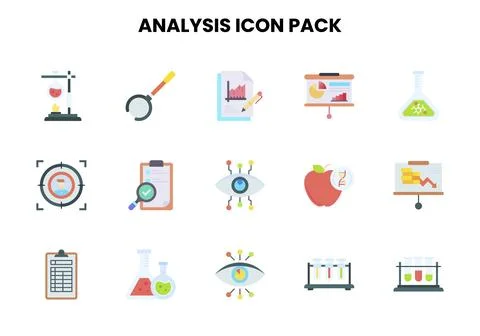 Analysis Flat Bundle Icons Pack Stock Illustration