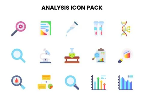 Analysis Flat Graphics Icons Pack Stock Illustration