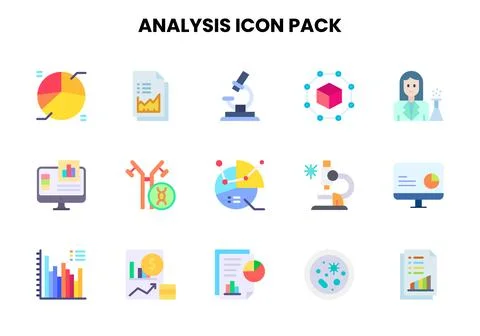 Analysis Flat Graphics Icons Pack Stock Illustration