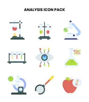 Analysis Flat Icons Pack Ilustração Stock