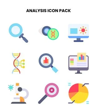 Analysis Flat Scalable Icons Pack Stock Illustration