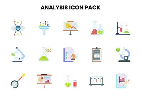 Analysis Flat Scalable Icons Pack Stock Illustration