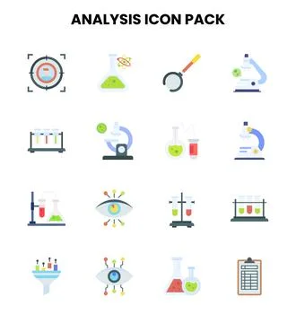 Analysis Flat SVG Icons Pack Stock Illustration