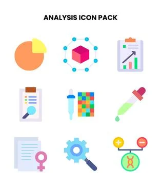 Analysis Flat SVG Icons Pack Ilustración de archivo
