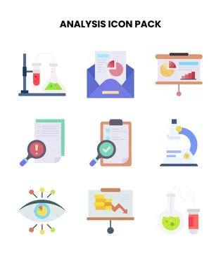 Analysis Flat UI Icons Pack Stock Illustration