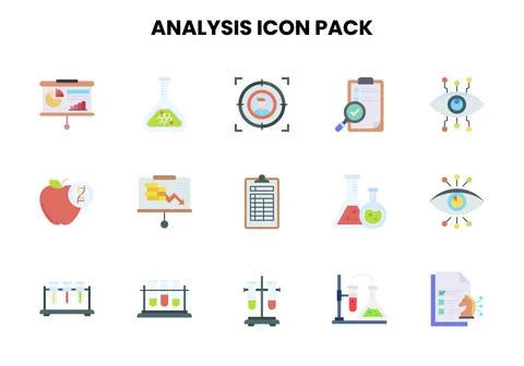 Analysis Flat UI Icons Pack Stock Illustration