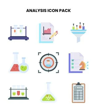 Analysis Flat UI Icons Pack Ilustração Stock