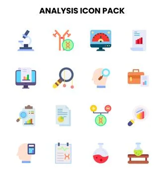 Analysis Flat Vector Icons Pack Stock Illustration