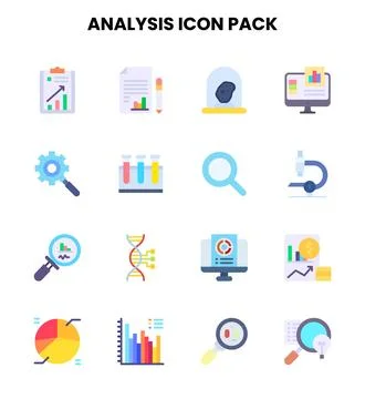 Analysis Flat Vector Icons Pack Stock Illustration