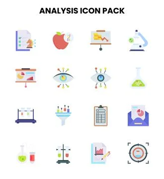 Analysis Flat Vector Icons Pack Ilustración de archivo