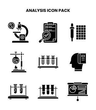Analysis Glyph Bundle Icons Pack Stock Illustration