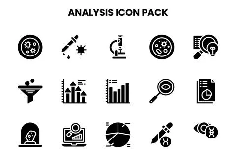 Analysis Glyph Collection Icons Pack Stock Illustration