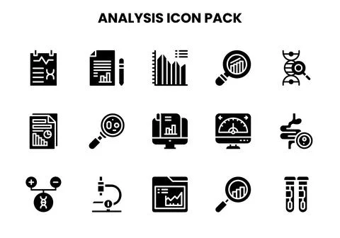 Analysis Glyph Graphics Icons Pack Stock Illustration