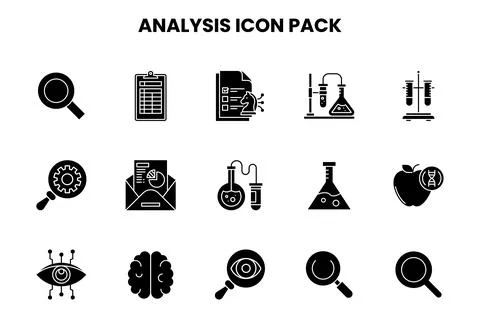 Analysis Glyph Graphics Icons Pack Ilustración de archivo