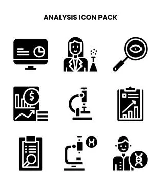 Analysis Glyph Icons Pack Stock Illustration