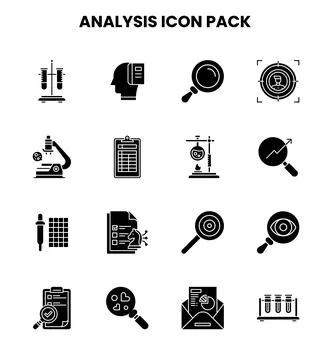 Analysis Glyph Icons Pack Ilustración de archivo
