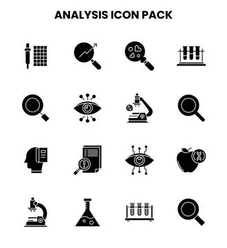 Analysis Glyph Icons Pack Stock Illustration