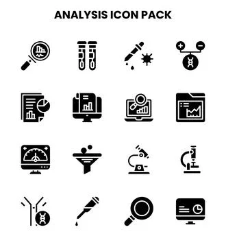 Analysis Glyph Scalable Icons Pack Ilustración de archivo