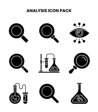 Analysis Glyph UI Icons Pack Ilustração Stock