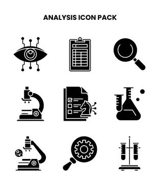 Analysis Glyph Vector Icons Pack Stock Illustration