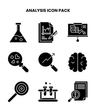 Analysis Glyph Vector Icons Pack Stock Illustration