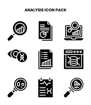 Analysis Glyph Vector Icons Pack Ilustração Stock