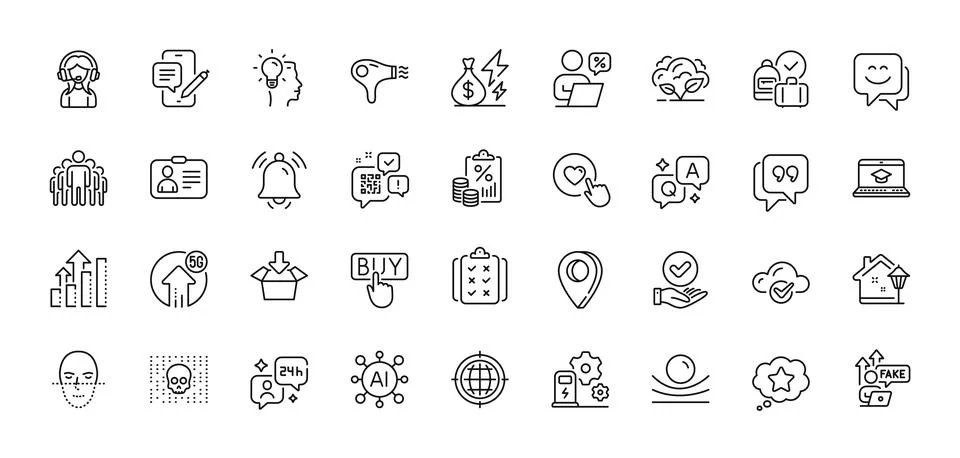 Analysis graph, Co2 gas and Electricity price line icons pack. For web app. Line Illustrazione stock