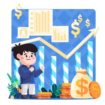 Analysis graphic chart financial information progress economy growth statistic Stock Illustration