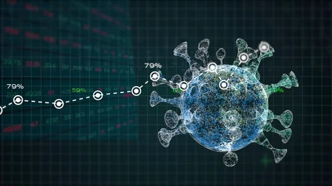 Analysis graphs and reports numbers about a pandemic virus crisis. Stock Footage 126293670
