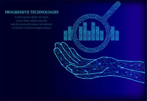 Analysis icon on human hand, vector illustration . Increase with bar chart. G Illustrazione stock