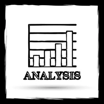 Analysis icon. Internet button on white background. Outline design imitating  Illustrazione stock