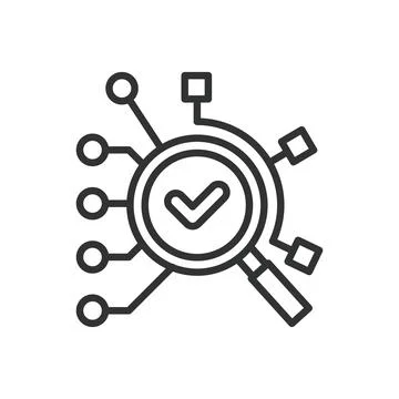 Analysis, icon in line design. Analysis, data, insight, research, evaluate 스톡 일러스트