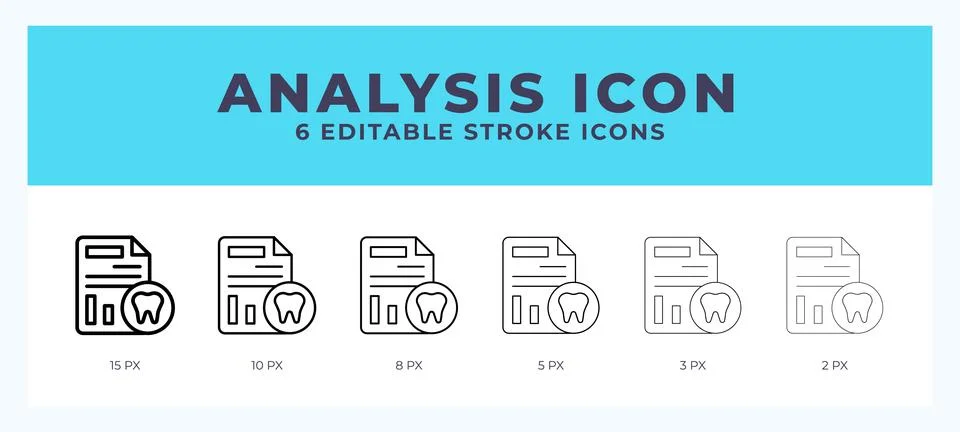 Analysis icon set with different stroke. Design elements for logo. Vector i.. Illustrazione stock