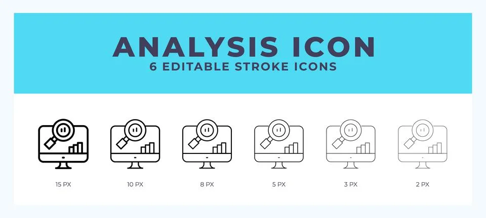Analysis icon set with different stroke. Vector illustration with editable .. Stock Illustration