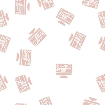 Analysis infographic glyph vector seamless pattern Stockillustratie