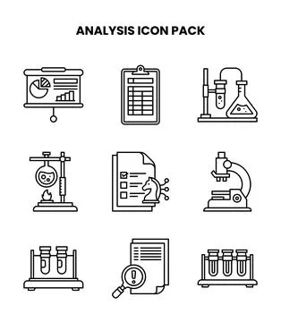 Analysis Line Bundle Icons Pack Stock Illustration
