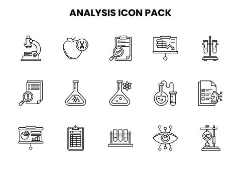 Analysis Line Bundle Icons Pack Stock Illustration