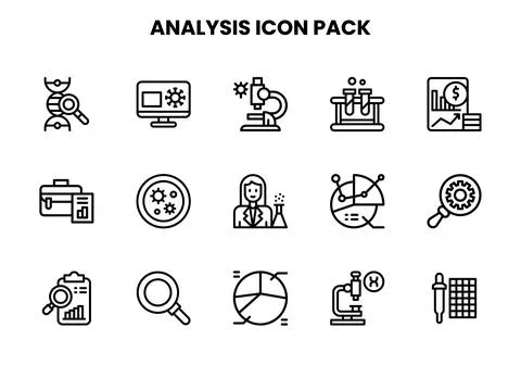 Analysis Line Collection Icons Pack Stockillustratie