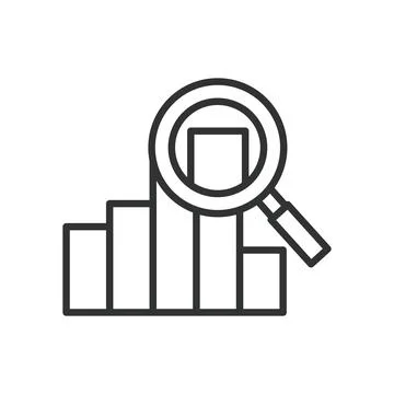 Analysis, in line design. Analysis, data, research, evaluation, assessment Stock Illustration