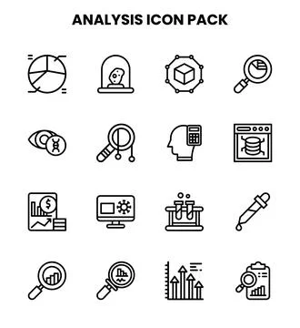 Analysis Line Design Icons Pack 스톡 일러스트