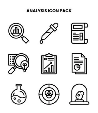 Analysis Line Design Icons Pack Stockillustratie