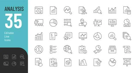 Analysis Line Editable Icons set. Stock Illustration