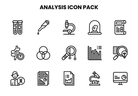 Analysis Line Graphics Icons Pack Stock Illustration