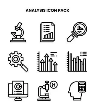 Analysis Line Scalable Icons Pack Stock Illustration