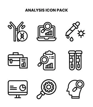 Analysis Line Set Icons Pack Ilustración de archivo