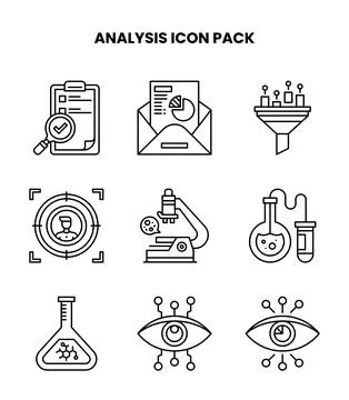 Analysis Line UI Icons Pack Stock Illustration