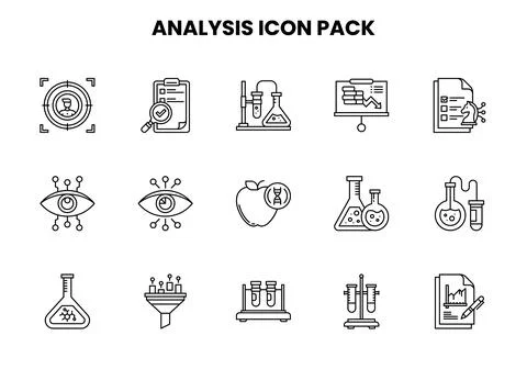 Analysis Line UI Icons Pack Stock Illustration