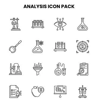 Analysis Line Vector Icons Pack 스톡 일러스트
