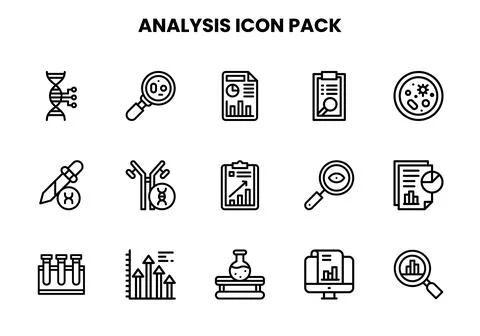 Analysis Line Vector Icons Pack 스톡 일러스트